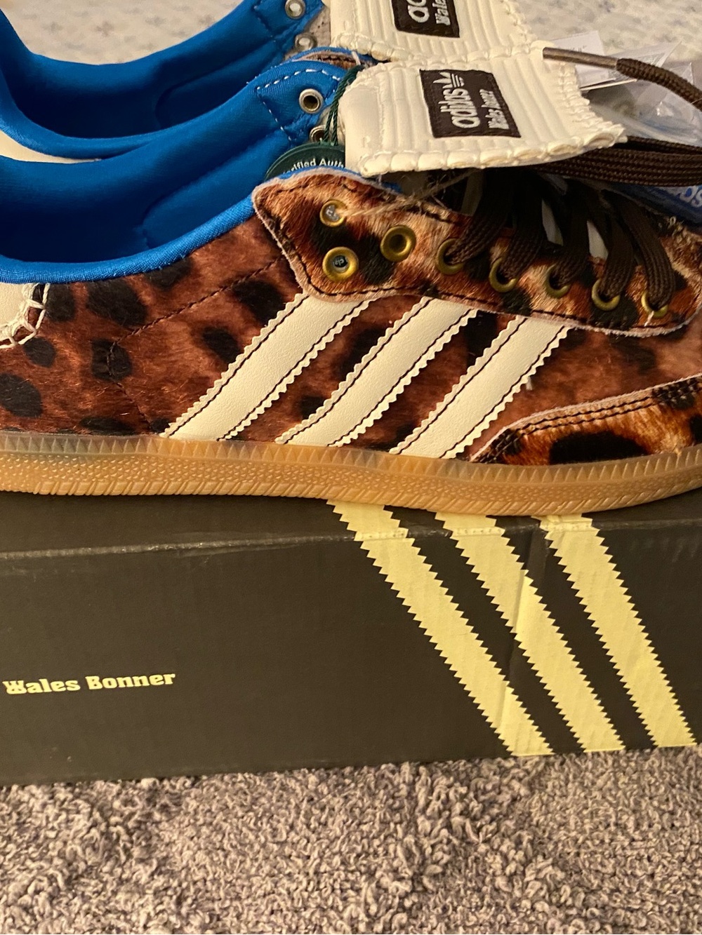 Wales Bonner x Adidas Pony Tonal Samba Shoes- Brown & Blue - Picture 2 of 4
